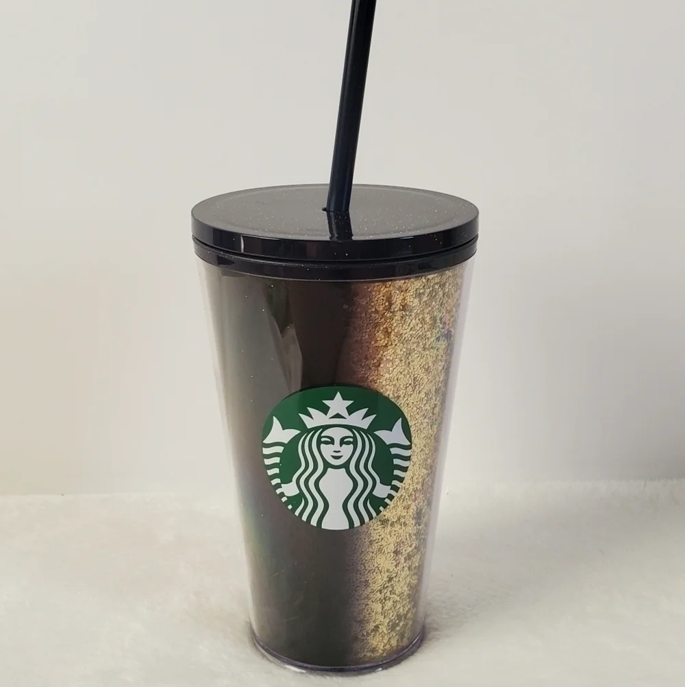 Starbucks 2020 Holiday New Home Gold Black Navy Ombre Glitter Tumbler 16 Oz